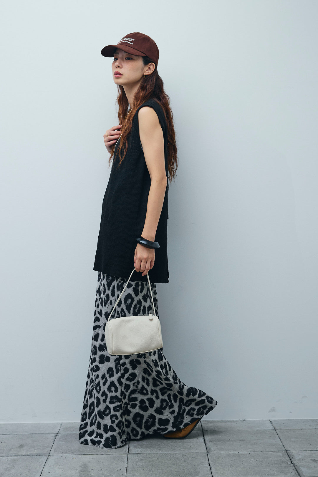 [予約/SET]ミニループバックスリットニット+レオパードナロースカート(2set)