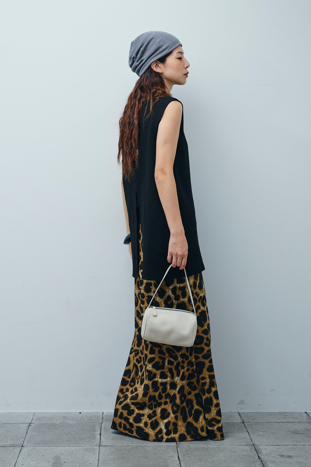 [予約/SET]ミニループバックスリットニット+レオパードナロースカート(2set)