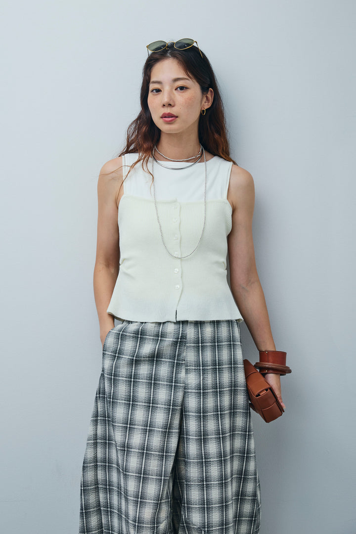 [予約]テレコリブカップ付きノースリーブ トップス