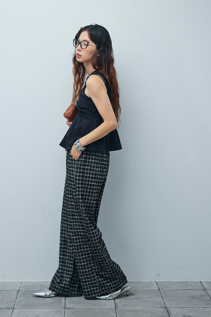 [予約/SET]アシンメトリーキャミソール+サマーツイードリラックスパンツ(2set)