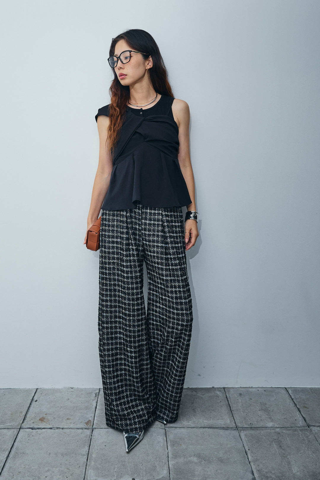 [予約/SET]アシンメトリーキャミソール+サマーツイードリラックスパンツ(2set)