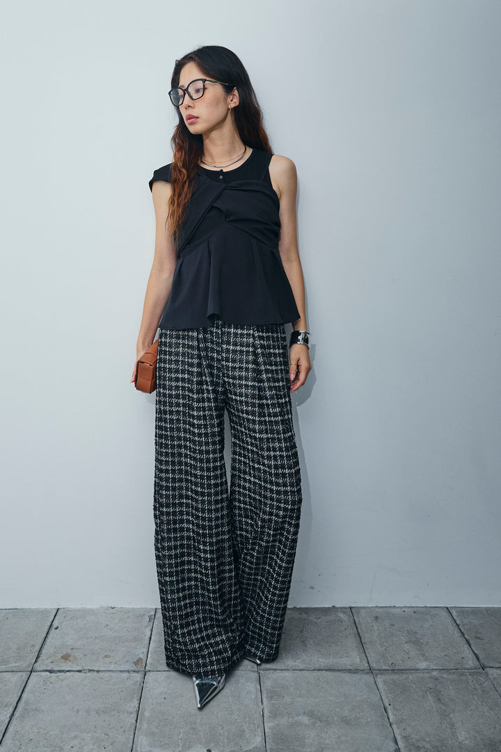 [予約/SET]アシンメトリーキャミソール+サマーツイードリラックスパンツ(2set)