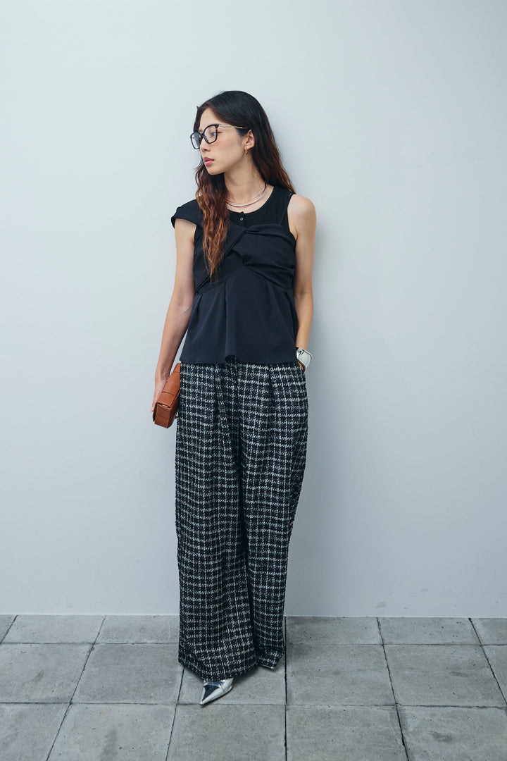 [予約/SET]アシンメトリーキャミソール+サマーツイードリラックスパンツ(2set)