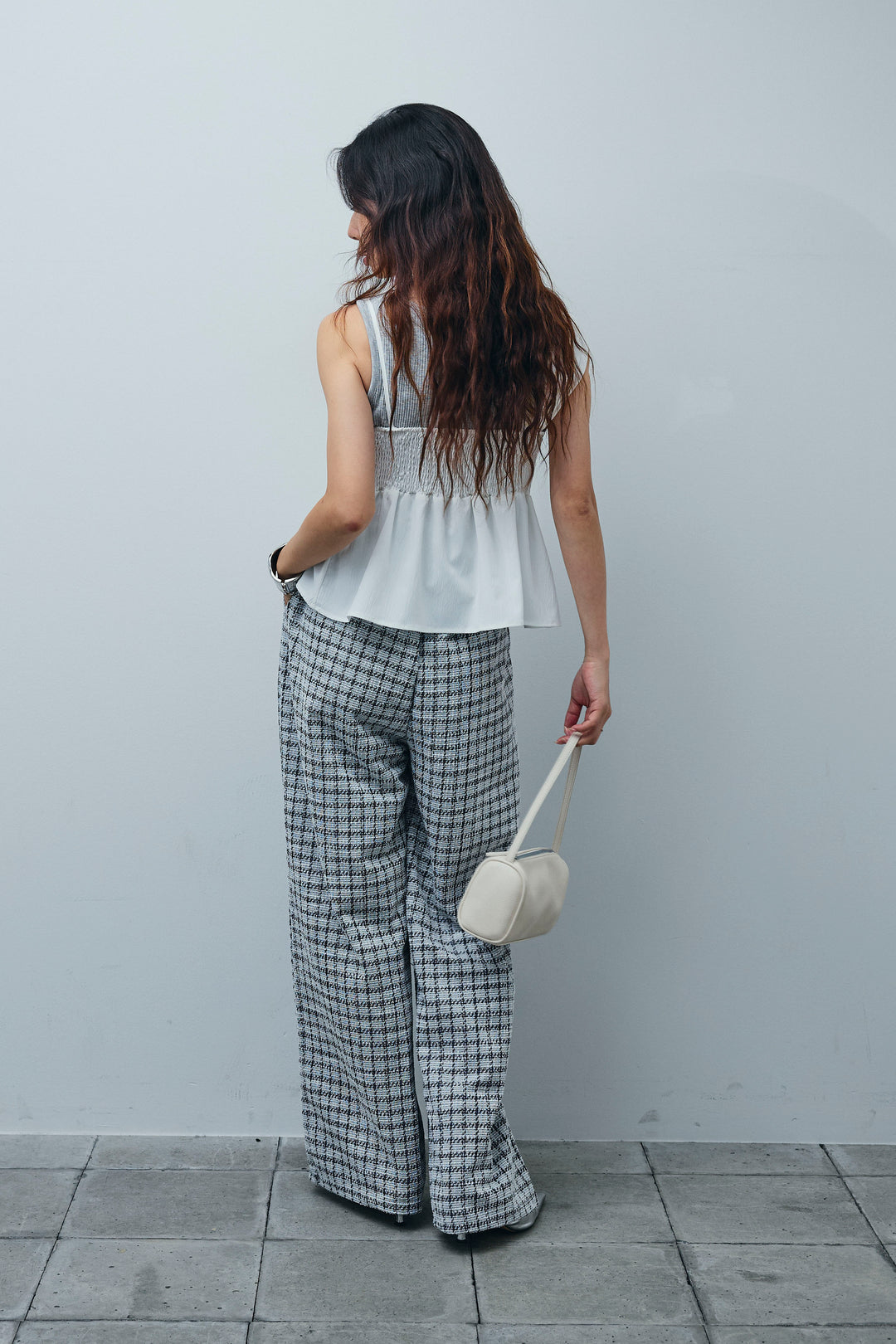 [予約/SET]アシンメトリーキャミソール+サマーツイードリラックスパンツ(2set)