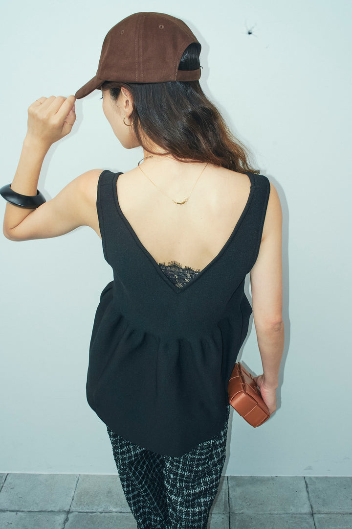 [予約/SET]2wayぺプラムニットトップス+サマーツイードリラックスパンツ(2set)