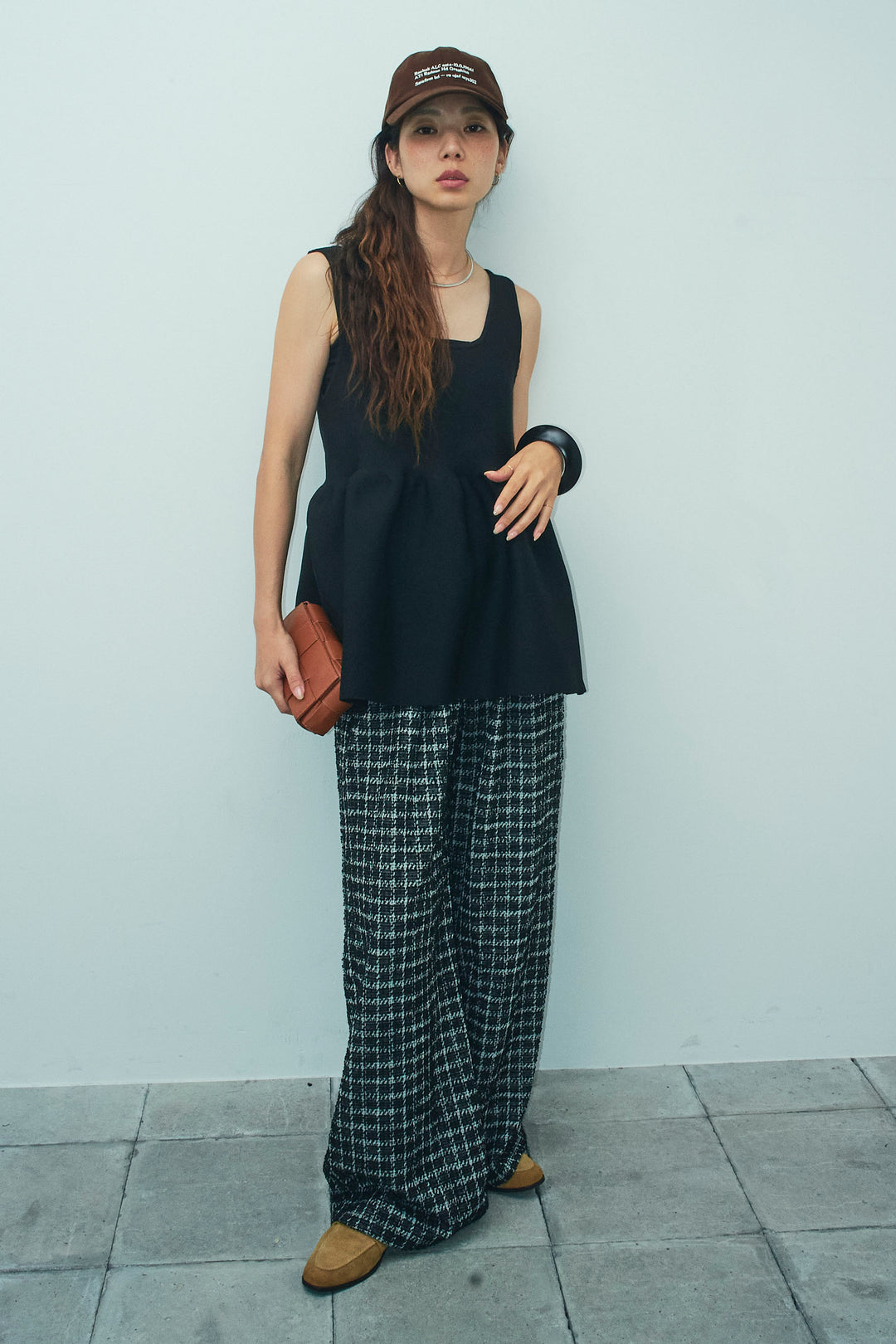 [予約/SET]2wayぺプラムニットトップス+サマーツイードリラックスパンツ(2set)