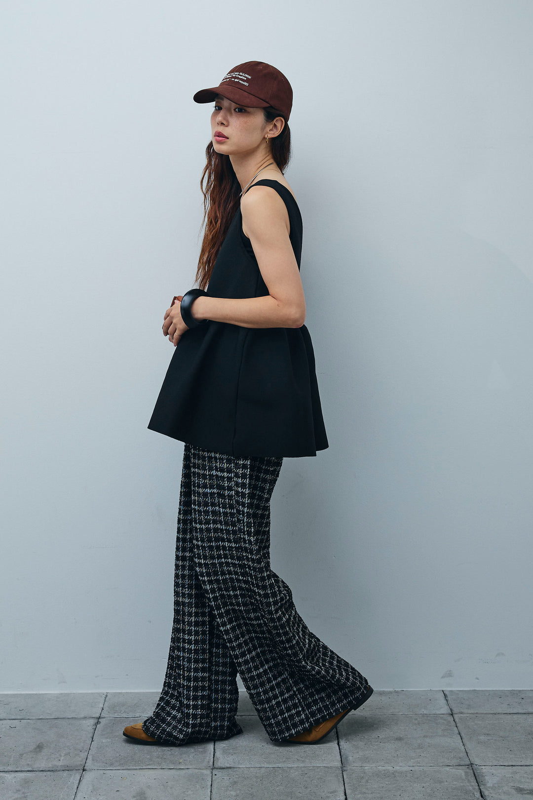 [予約/SET]2wayぺプラムニットトップス+サマーツイードリラックスパンツ(2set)