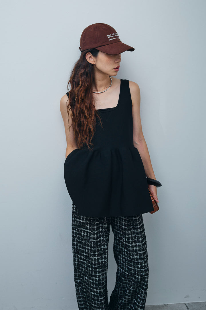 [予約/SET]2wayぺプラムニットトップス+サマーツイードリラックスパンツ(2set)