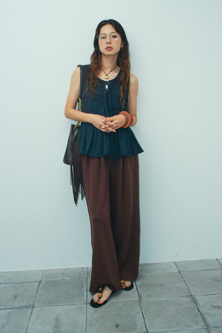 [予約/SET]シャーリングブラウス+ダブルウエストサイドラインスウェット(2set)