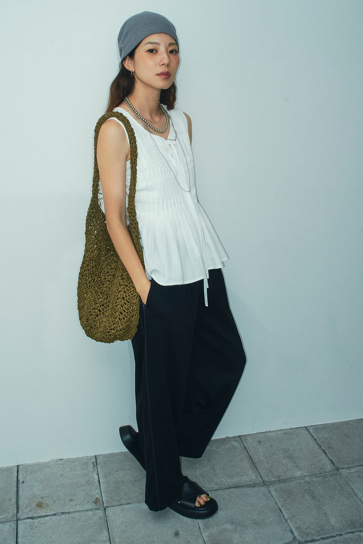 [予約/SET]シャーリングブラウス+ダブルウエストサイドラインスウェット(2set)