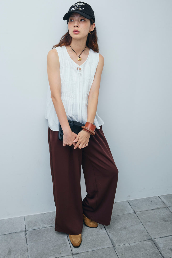 [予約/SET]シャーリングブラウス+ダブルウエストサイドラインスウェット(2set)