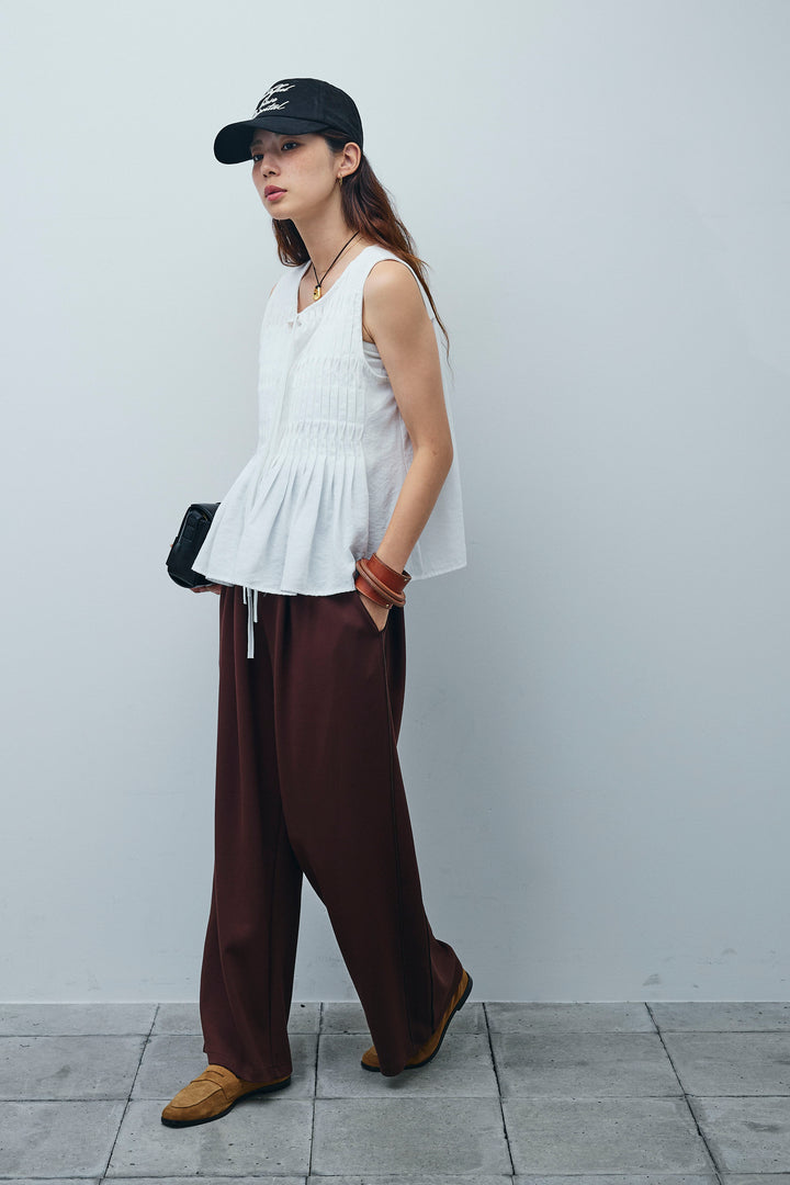 [予約/SET]シャーリングブラウス+ダブルウエストサイドラインスウェット(2set)