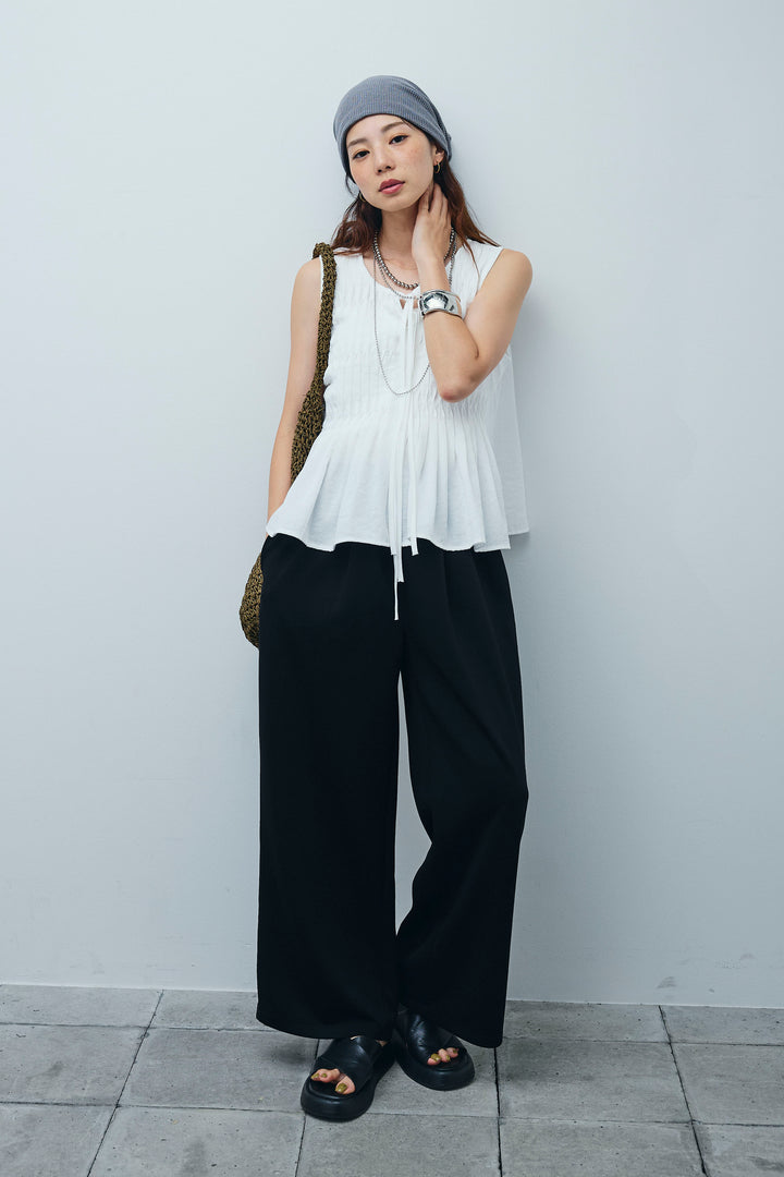 [予約/SET]シャーリングブラウス+ダブルウエストサイドラインスウェット(2set)