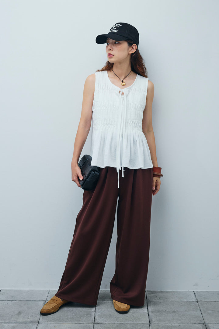 [予約/SET]シャーリングブラウス+ダブルウエストサイドラインスウェット(2set)