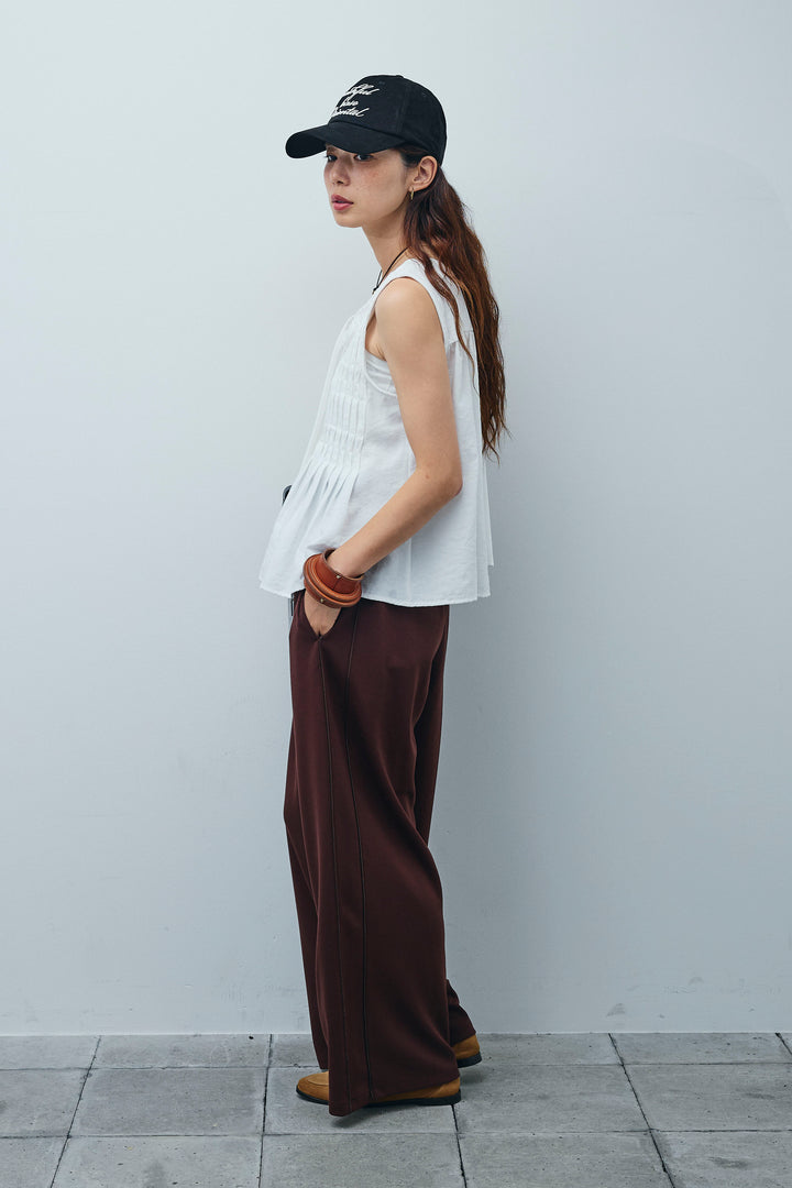 [予約/SET]シャーリングブラウス+ダブルウエストサイドラインスウェット(2set)