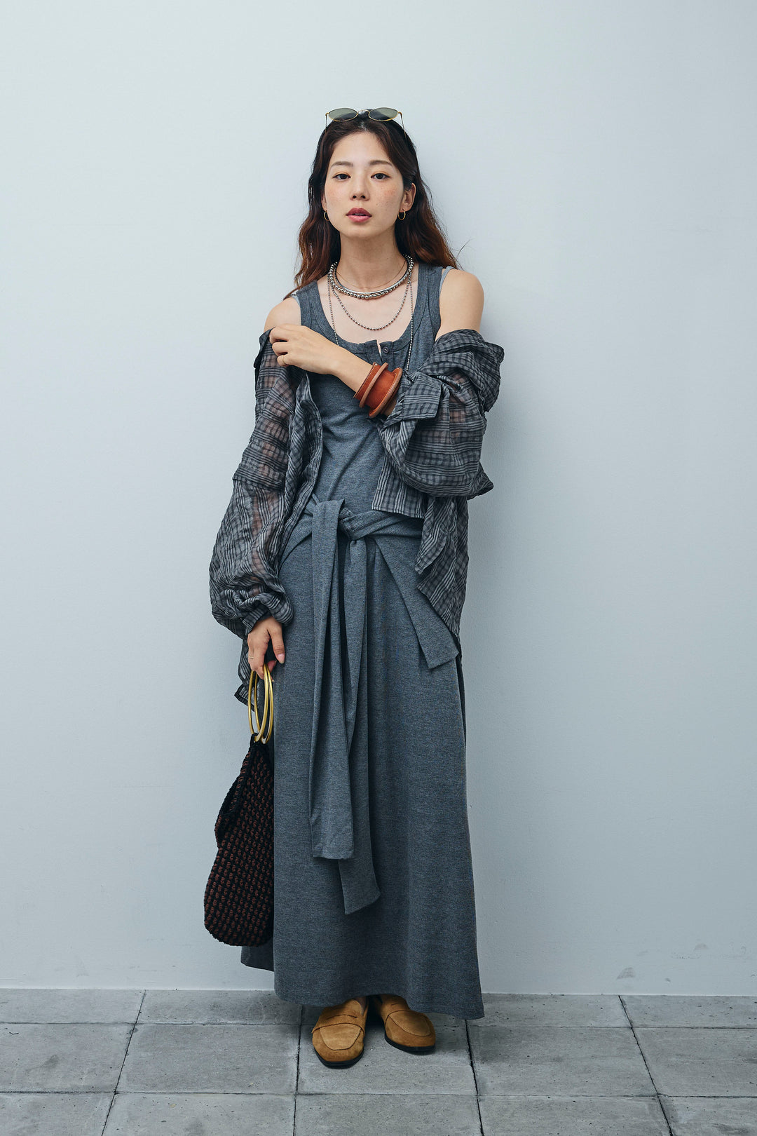 [予約]ラップレイヤードリブロングワンピース