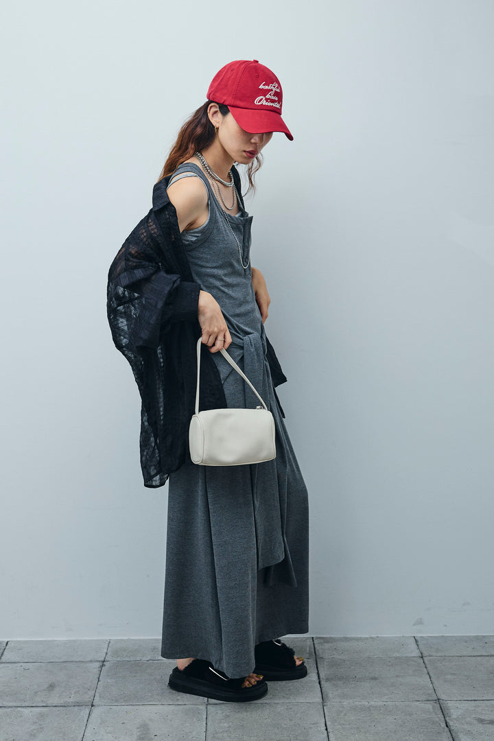 [予約/SET]ラップレイヤードリブロングワンピース+シアーブラウス(2set)