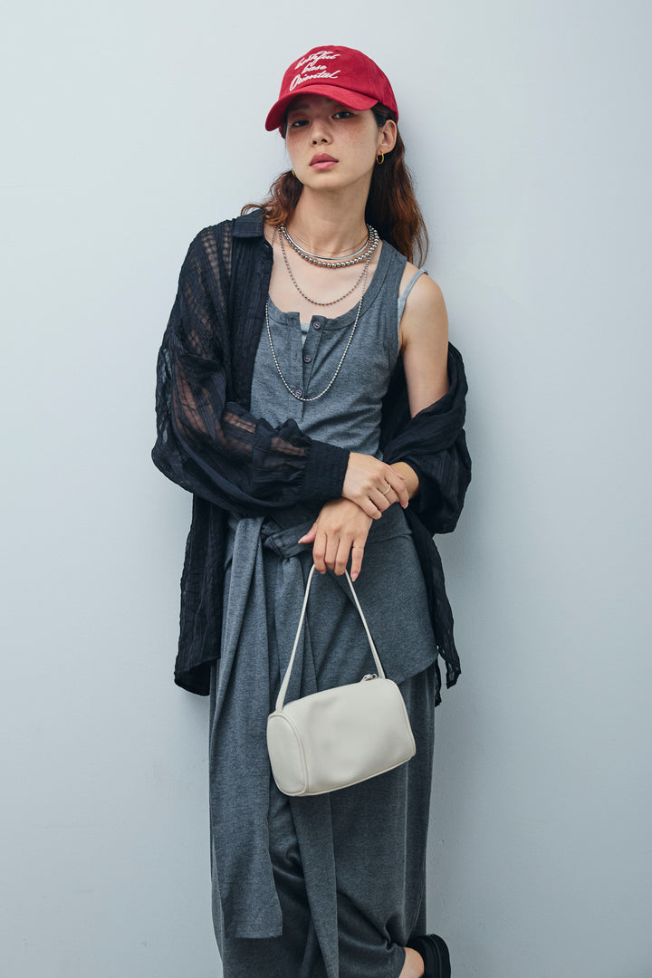 [予約/SET]ラップレイヤードリブロングワンピース+シアーブラウス(2set)