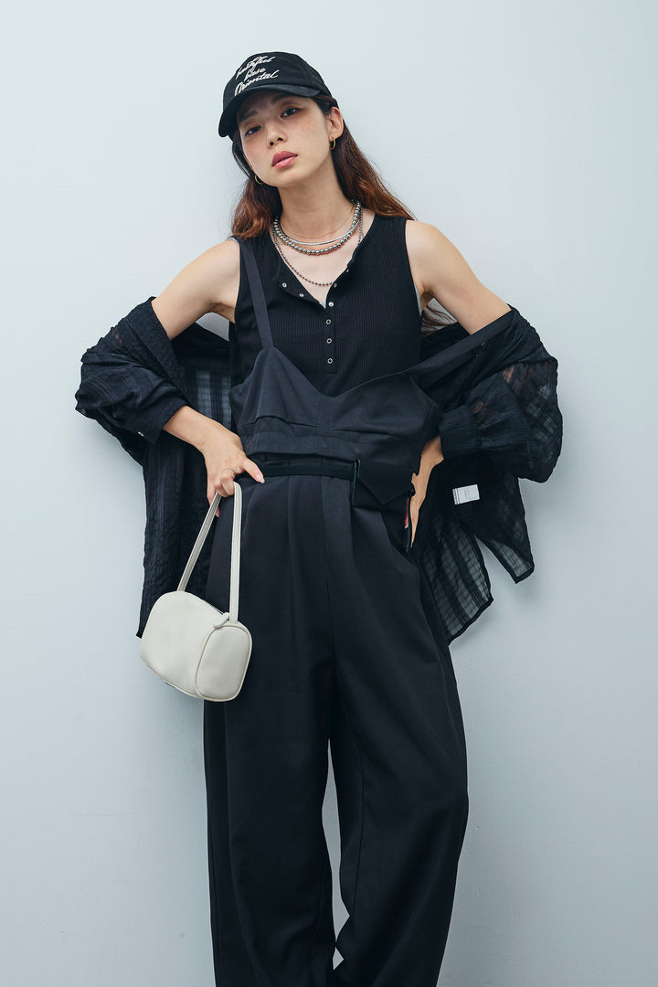 [予約/SET]シアーブラウス+TRツイル2wayビスチェサロペ(2set)