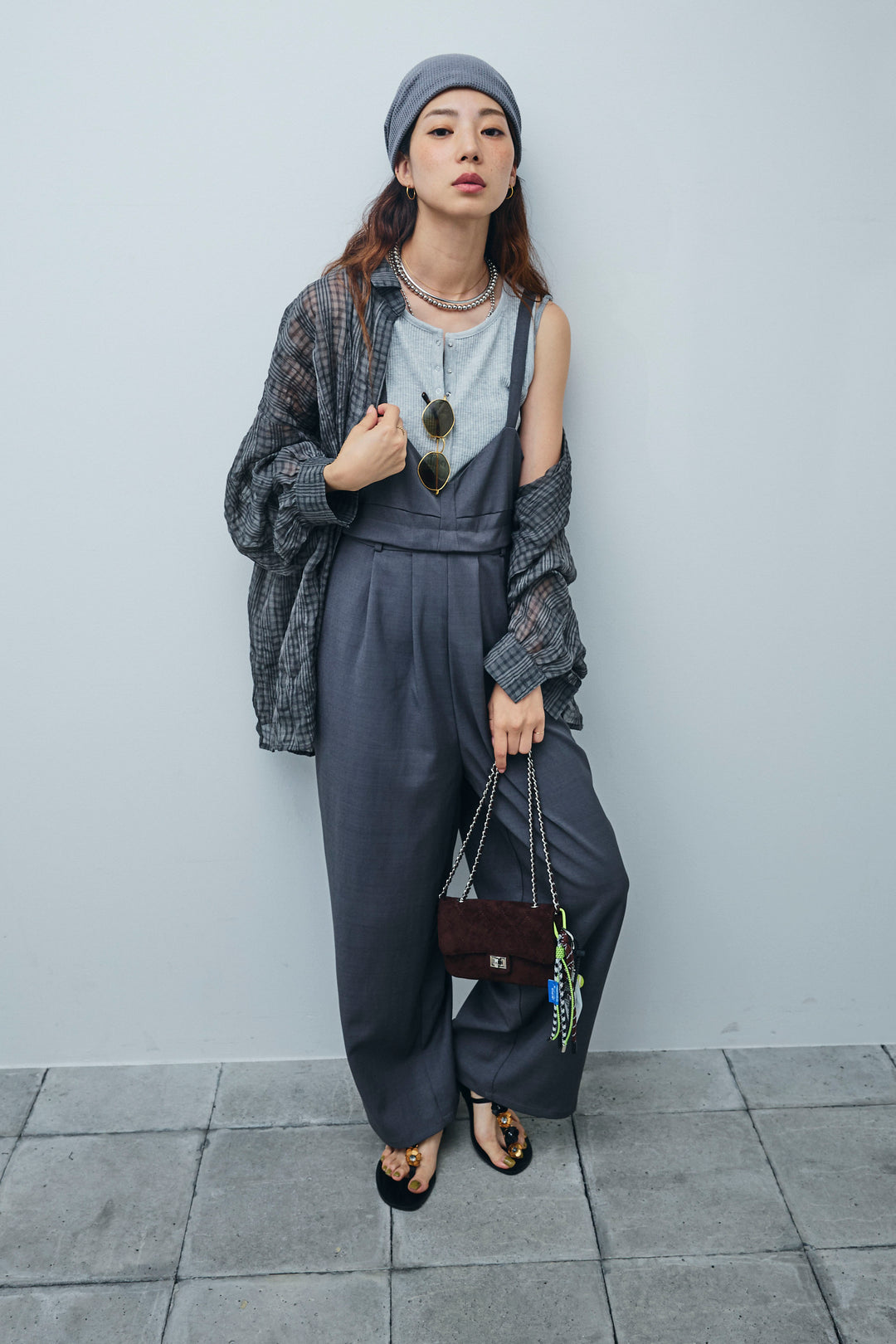 [予約/SET]シアーブラウス+TRツイル2wayビスチェサロペ(2set)