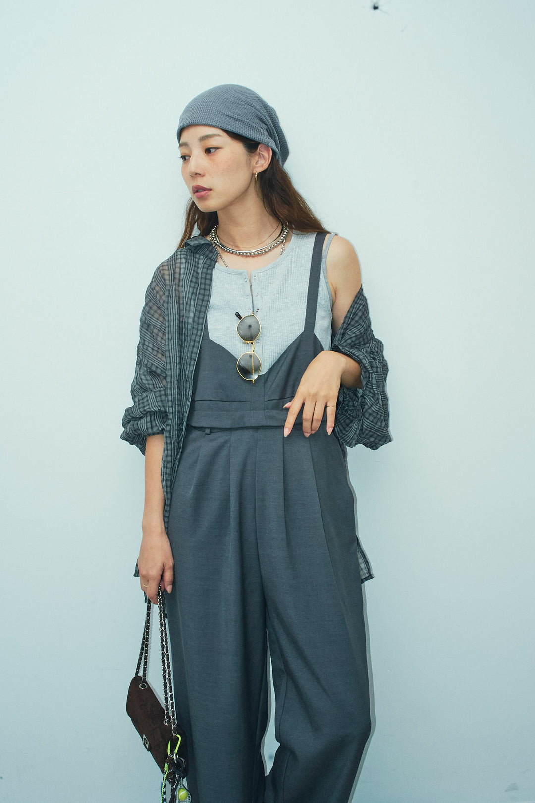 [予約/SET]シアーブラウス+TRツイル2wayビスチェサロペ(2set)