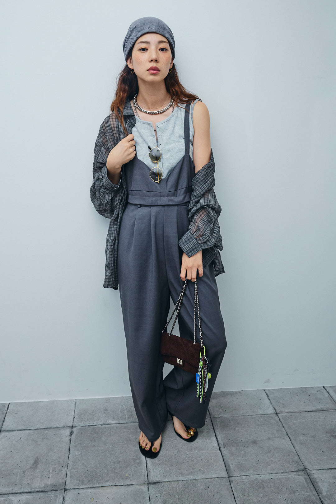 [予約/SET]シアーブラウス+TRツイル2wayビスチェサロペ(2set)