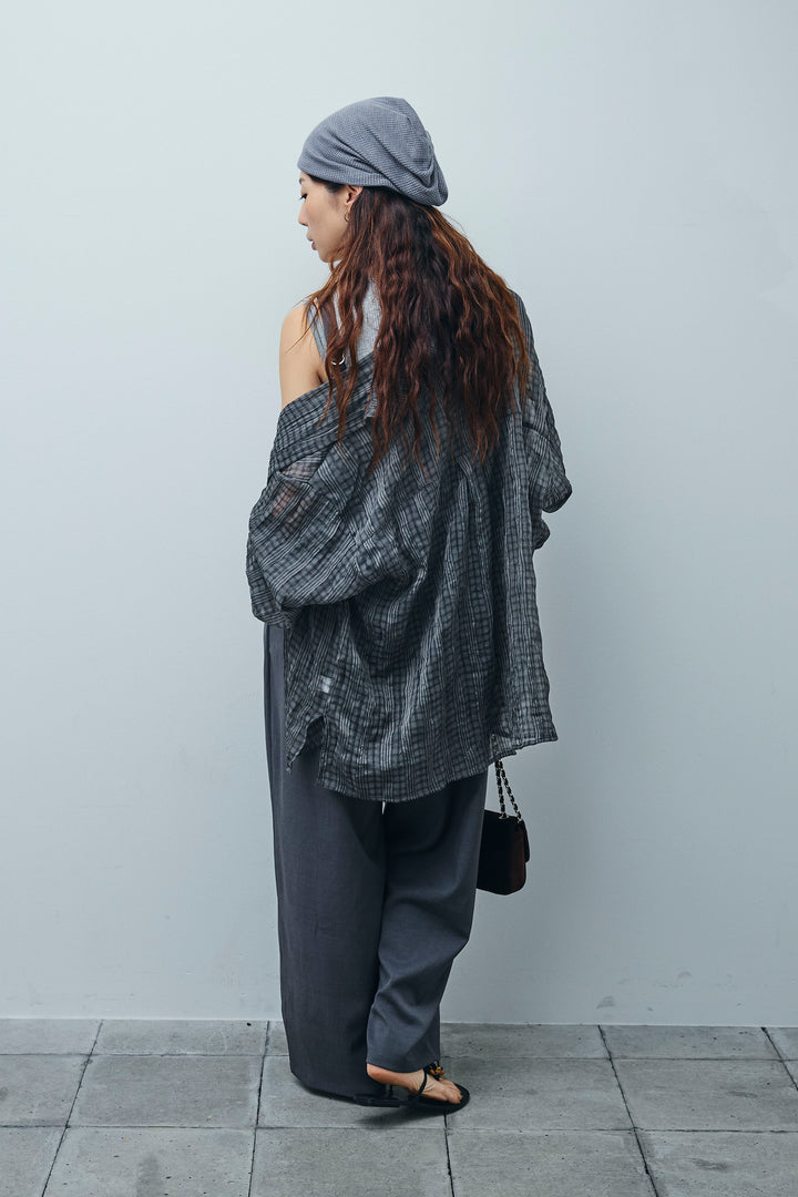 [予約/SET]シアーブラウス+セルフカットリブヘンリーネックノースリーブトップス+TRツイル2wayビスチェサロペ(3set)