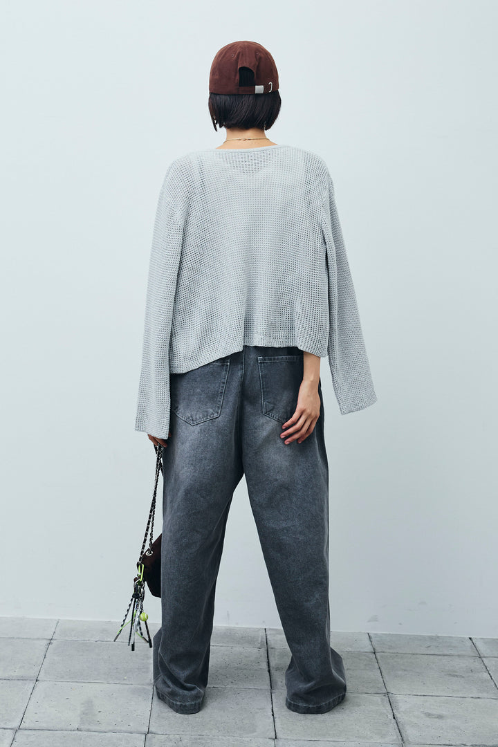 [予約/SET]リネンタッチ金ボタンカーデ+テレコリブカップ付きノースリーブ トップス+フロントジップストラップデザインデニムサロペット(3set)