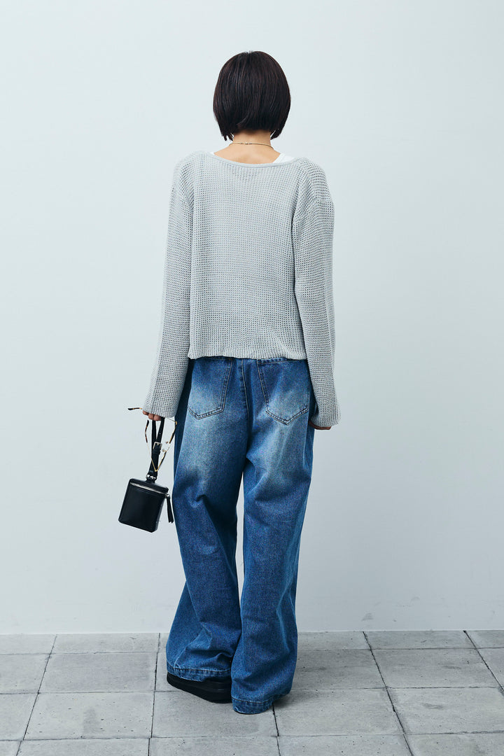 [予約/SET]リネンタッチ金ボタンカーデ+テレコリブカップ付きノースリーブ トップス+フロントジップストラップデザインデニムサロペット(3set)