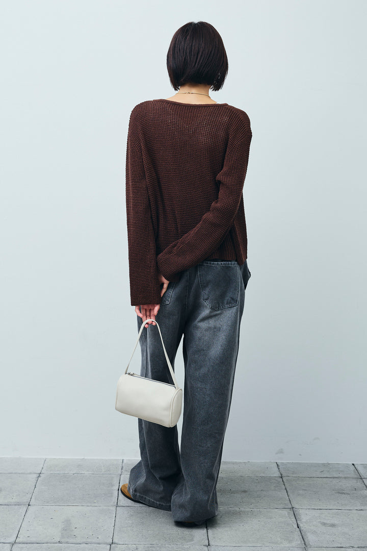 [予約/SET]リネンタッチ金ボタンカーデ+テレコリブカップ付きノースリーブ トップス+フロントジップストラップデザインデニムサロペット(3set)