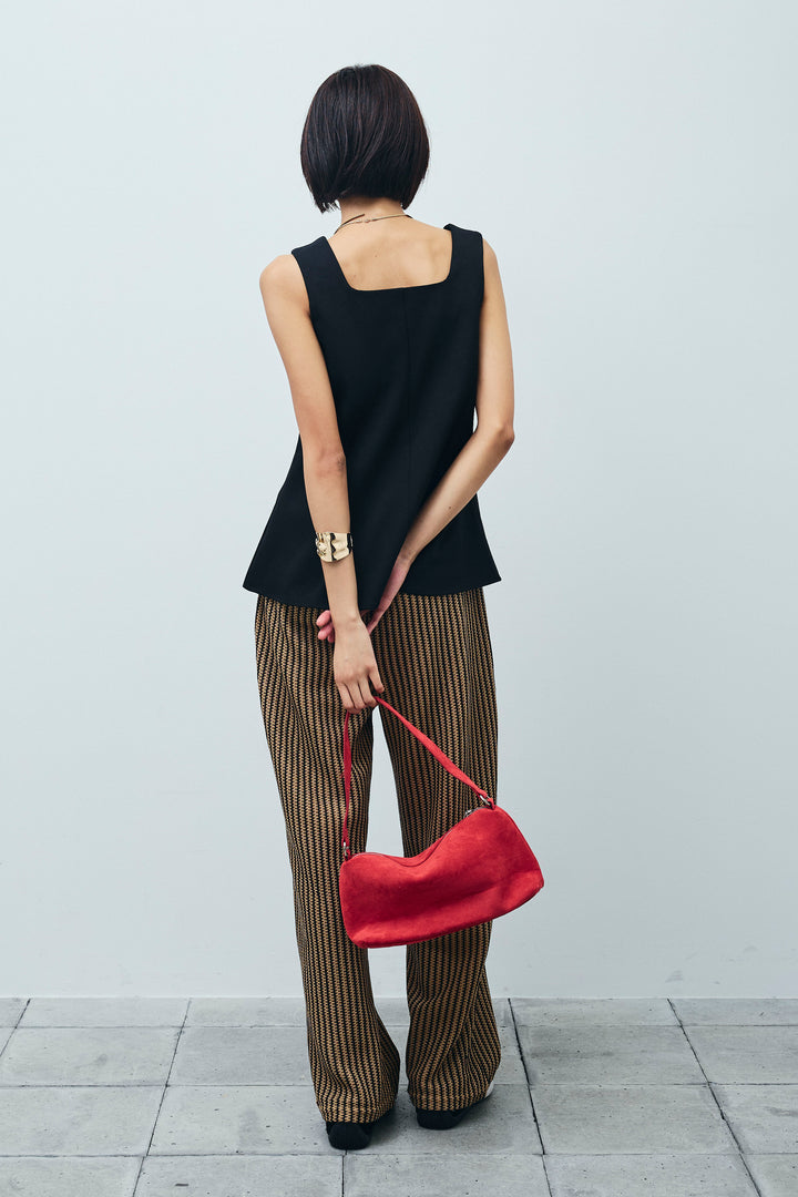 [予約/SET]ノースリーブフロントボタントップス+ストライプレースイージーPT(2set)