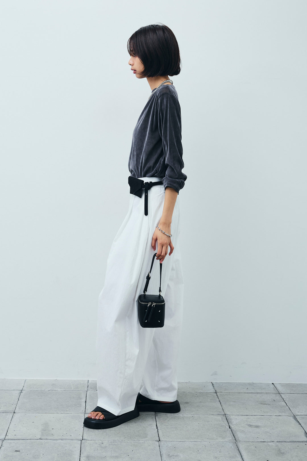 [予約/SET]シアーベロアオフショルタックPO+合繊ツイルタックカーブパンツ(2set)