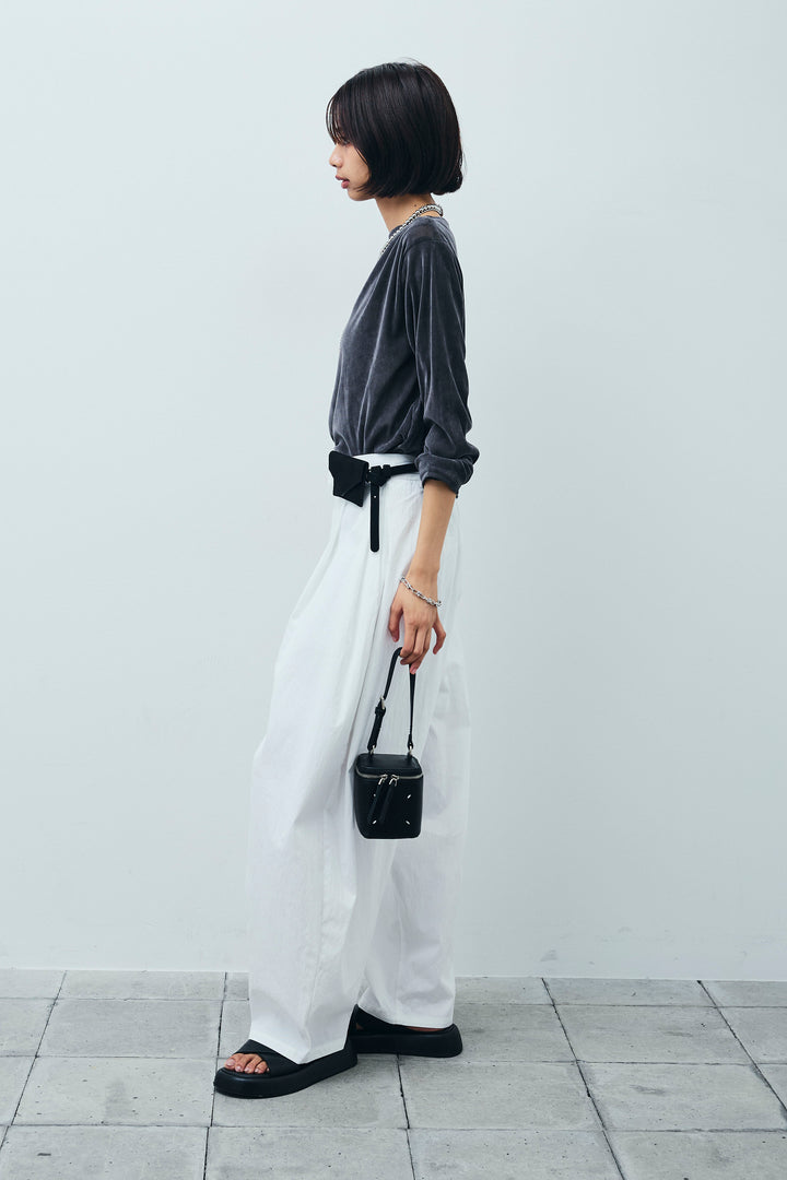 [予約/SET]シアーベロアオフショルタックPO+合繊ツイルタックカーブパンツ(2set)