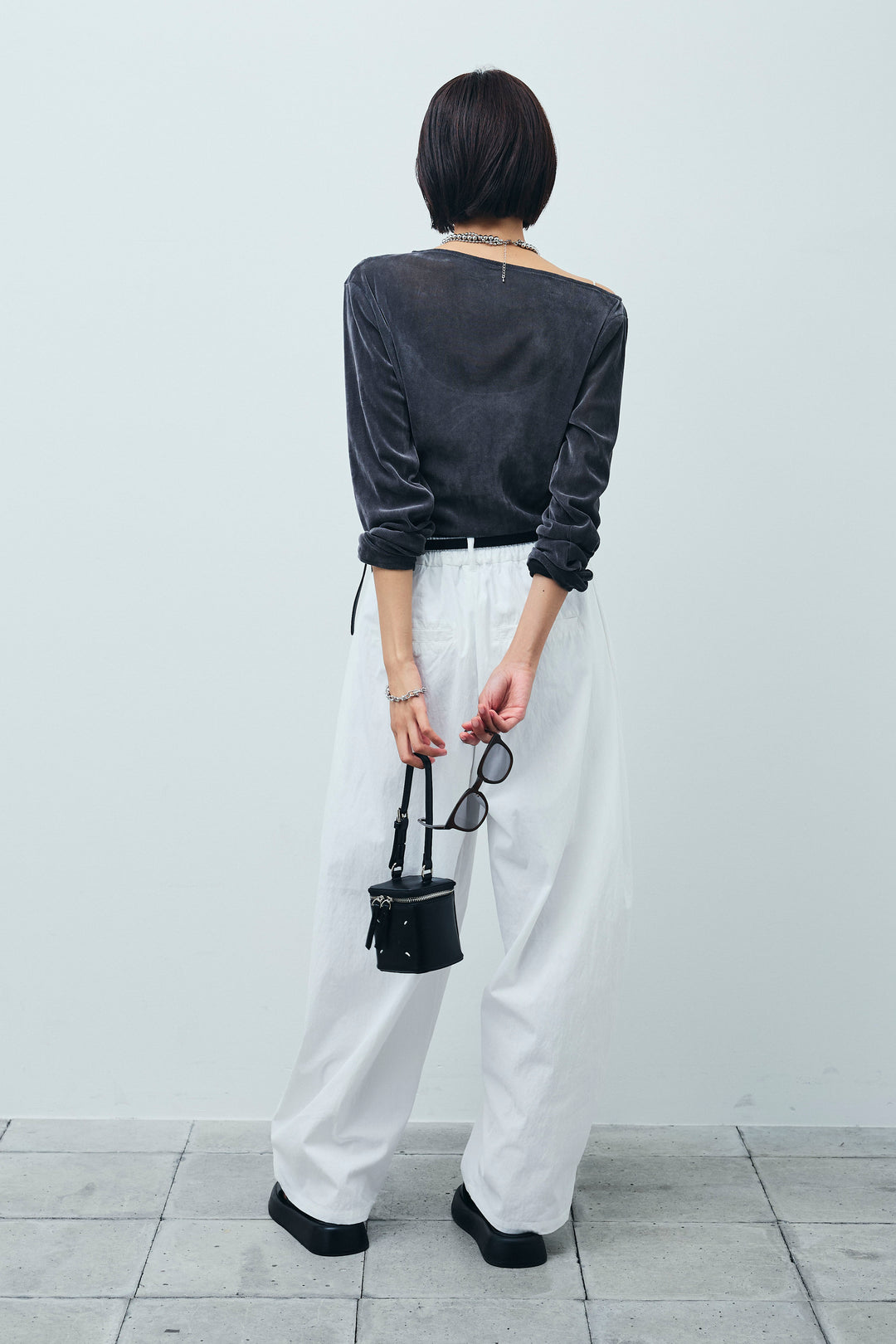 [予約/SET]シアーベロアオフショルタックPO+合繊ツイルタックカーブパンツ(2set)