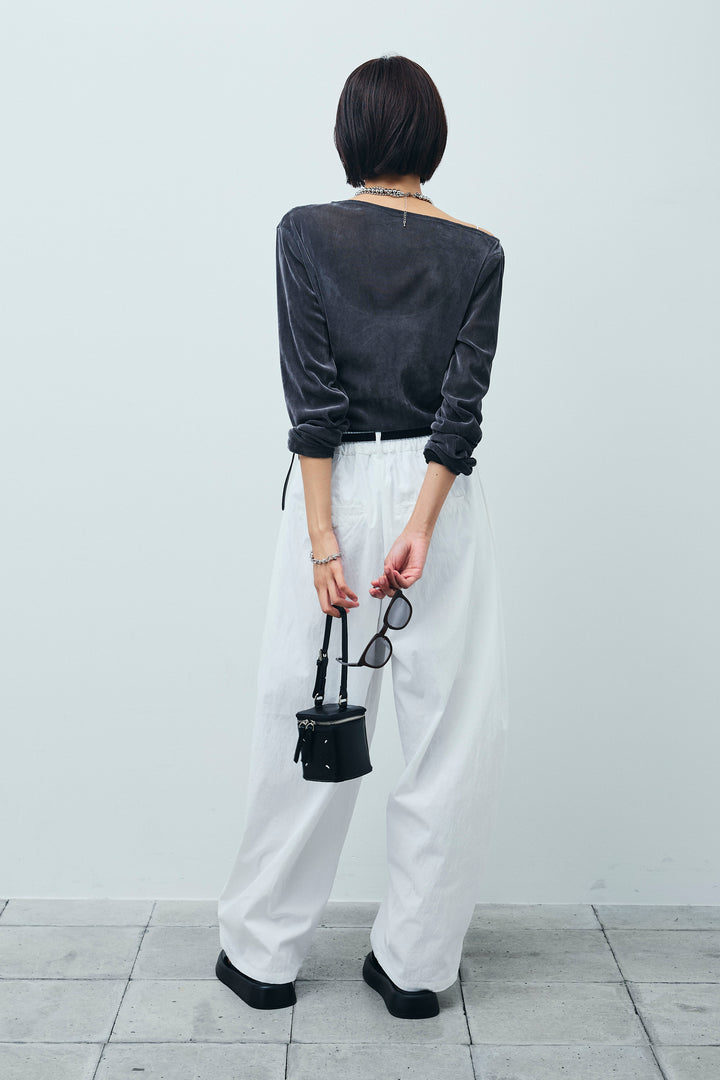 [予約/SET]シアーベロアオフショルタックPO+合繊ツイルタックカーブパンツ(2set)