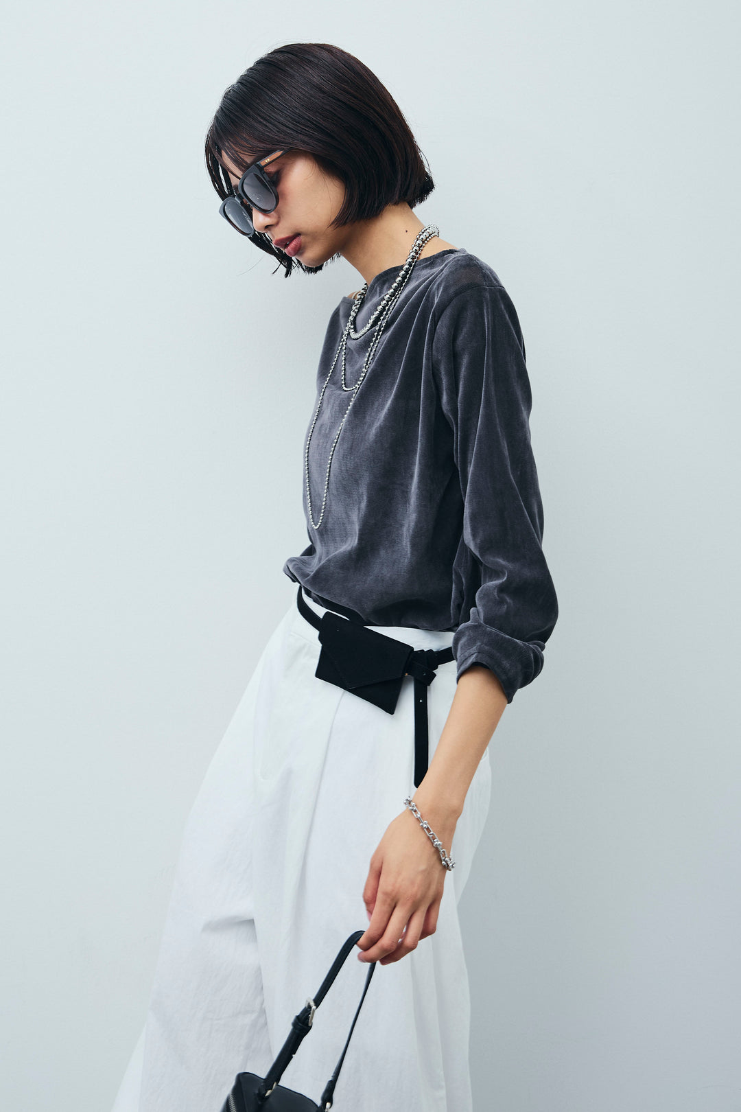 [予約/SET]シアーベロアオフショルタックPO+合繊ツイルタックカーブパンツ(2set)