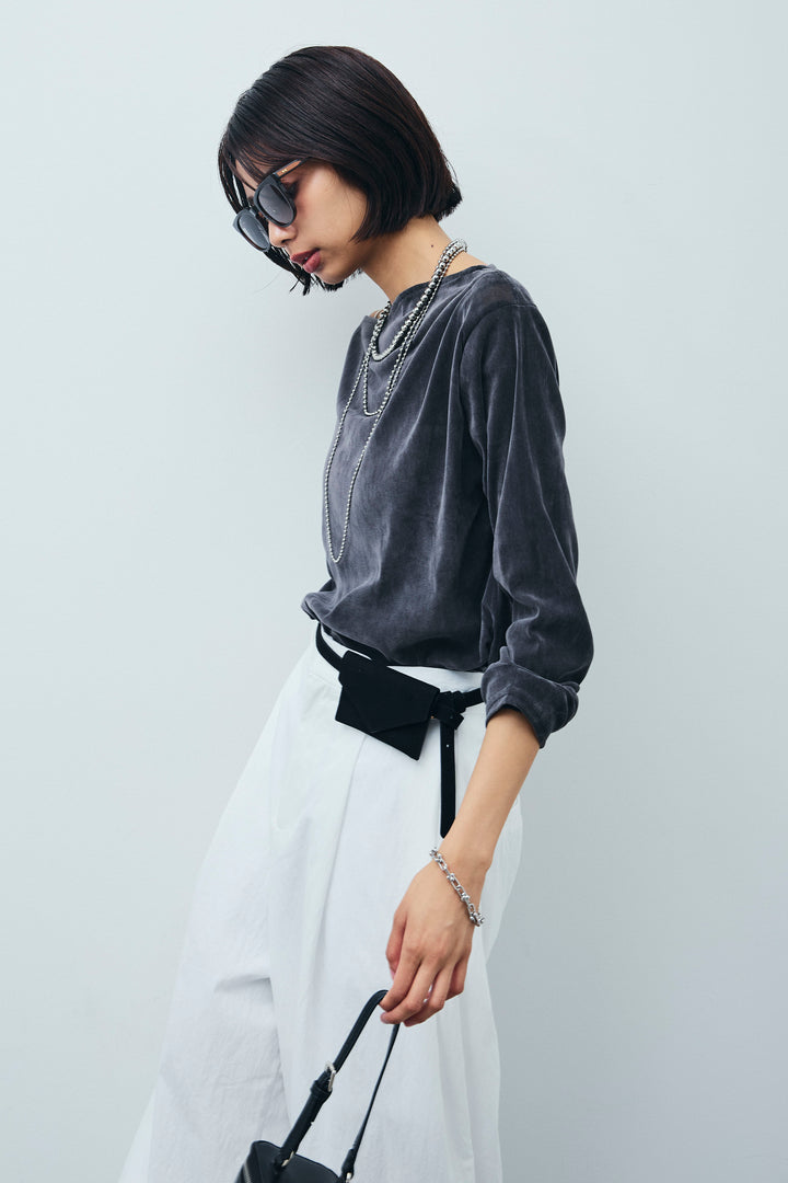 [予約/SET]シアーベロアオフショルタックPO+合繊ツイルタックカーブパンツ(2set)