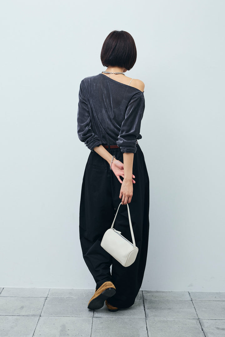 [予約/SET]シアーベロアオフショルタックPO+合繊ツイルタックカーブパンツ(2set)