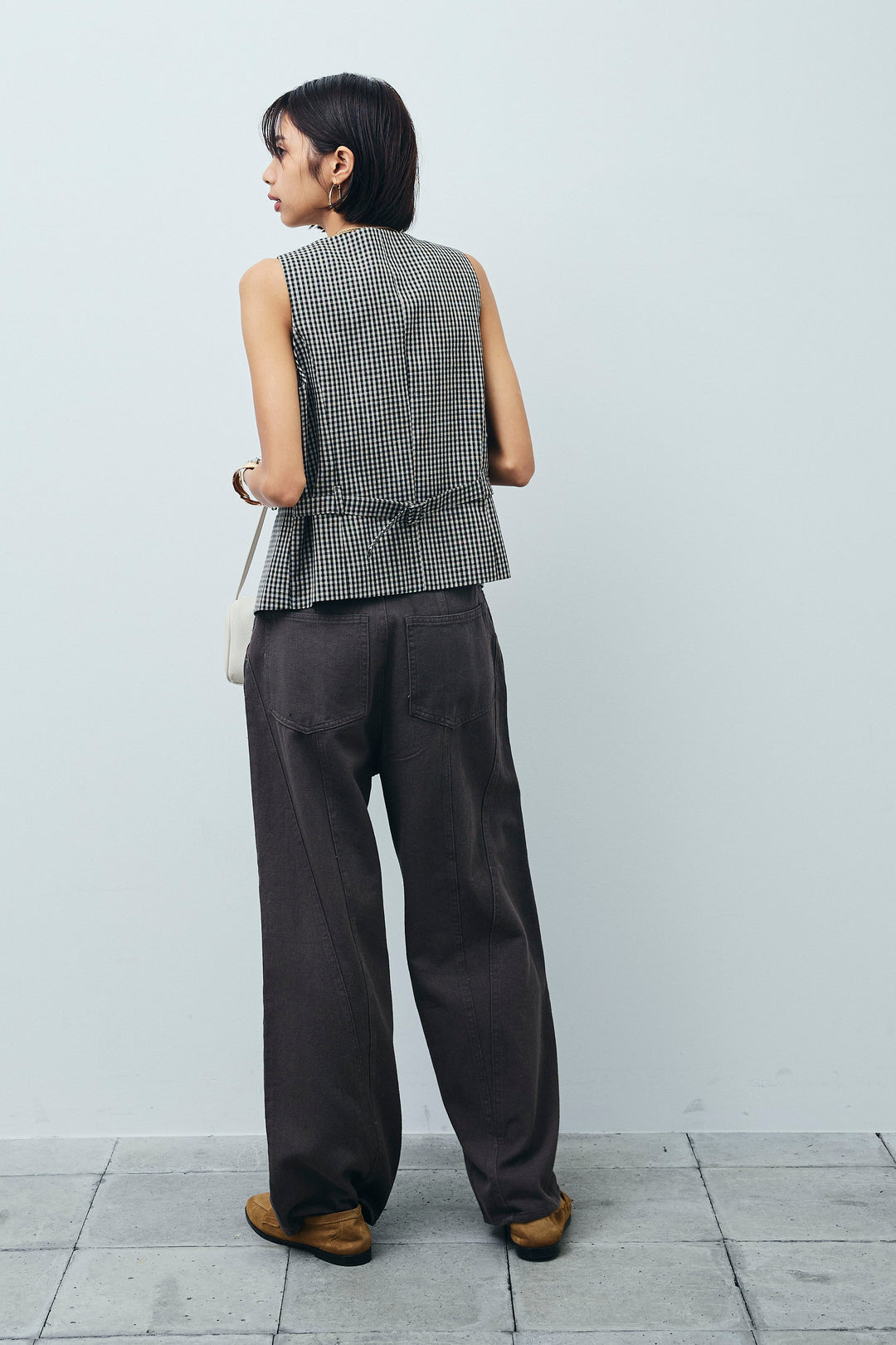 [予約]ツイル切り替えストレートパンツ