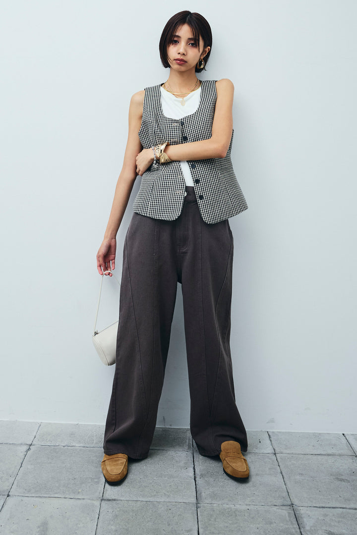 [予約]ツイル切り替えストレートパンツ