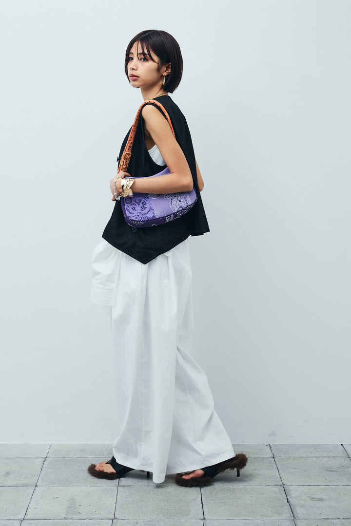 [予約/SET]アシメボタンデニムベスト+合繊ツイルジャンプスーツ(2set)