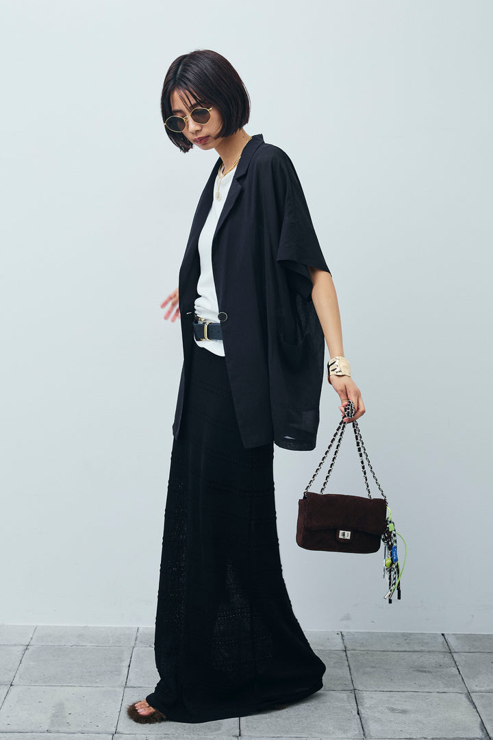 [予約/SET]ハーフスリーブシアーJK+ニットスカート(2set)