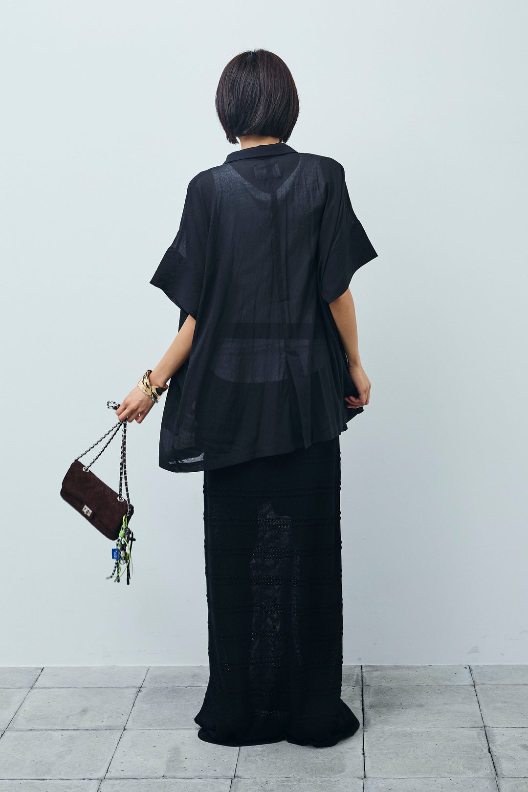 [予約/SET]ハーフスリーブシアーJK+ニットスカート(2set)