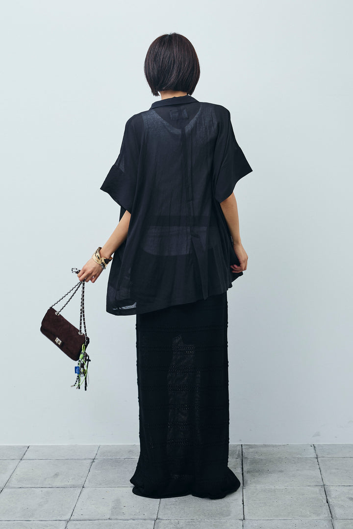 [予約/SET]ハーフスリーブシアーJK+ニットスカート(2set)