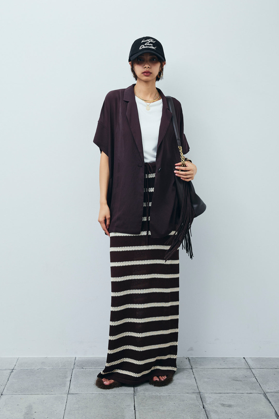 [予約/SET]ハーフスリーブシアーJK+ニットスカート(2set)