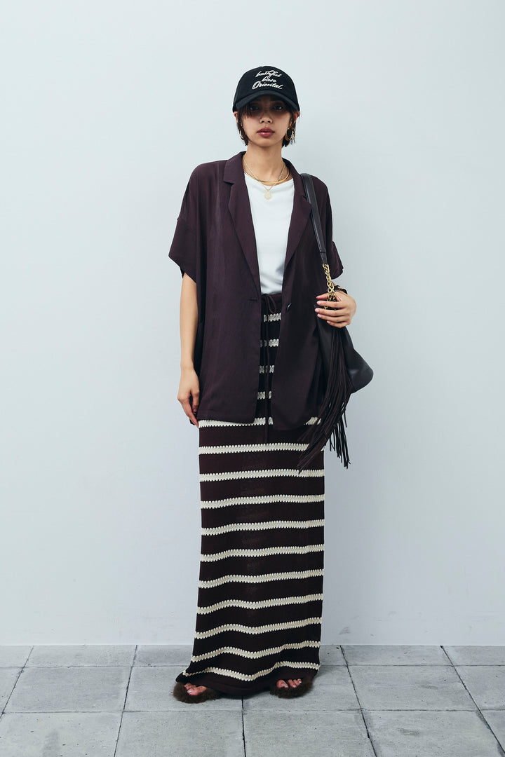 [予約/SET]ハーフスリーブシアーJK+ニットスカート(2set)