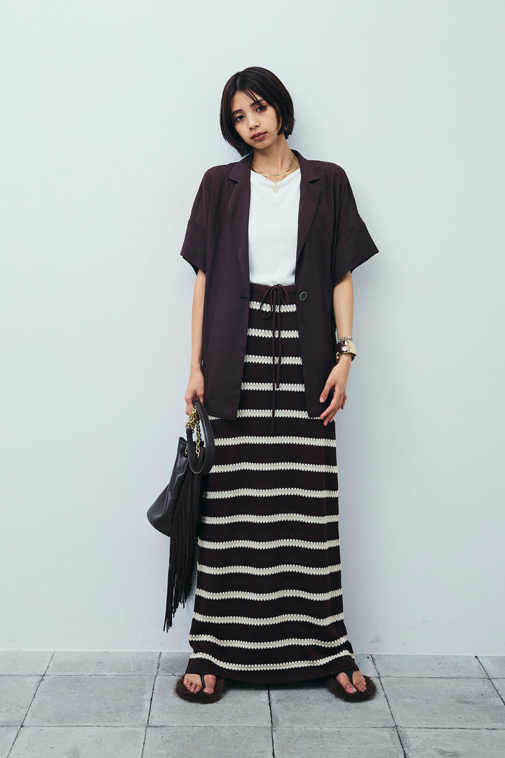 [予約/SET]ハーフスリーブシアーJK+ニットスカート(2set)