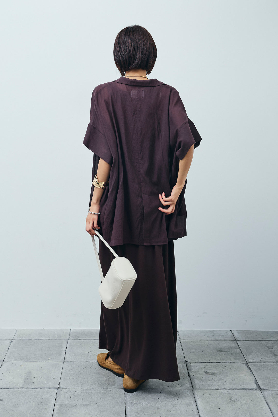 [予約/SET]ハーフスリーブシアーJK+ラップレイヤードリブロングワンピース(2set)