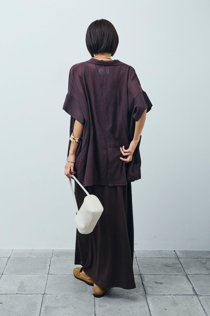 [予約/SET]ハーフスリーブシアーJK+ラップレイヤードリブロングワンピース(2set)