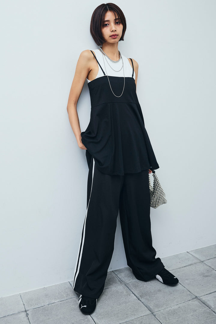 [予約/SET] 2wayぺプラムビスチェ+サイドラインワイドパンツ(2set)